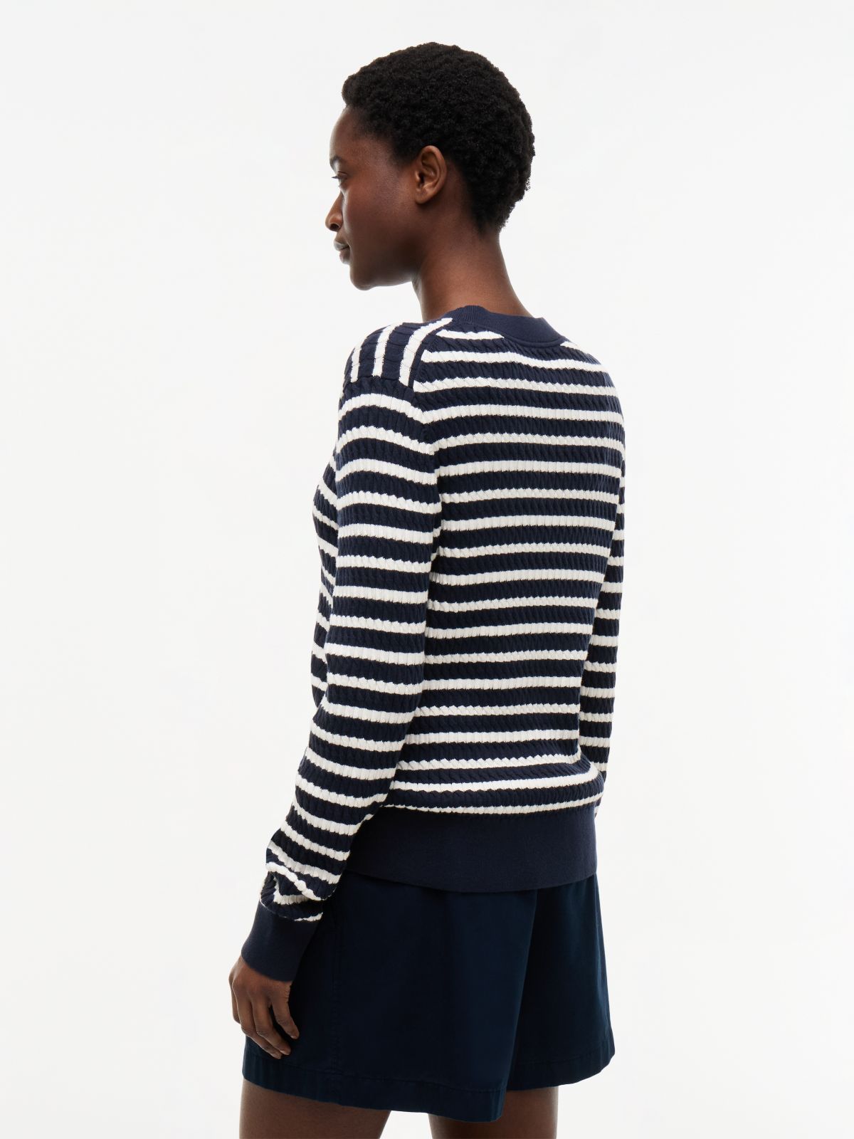 Fine Cable Knit Slim Jumper — Multi