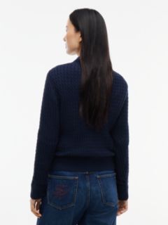 Fine Cable Knit Slim Jumper — Blue 4