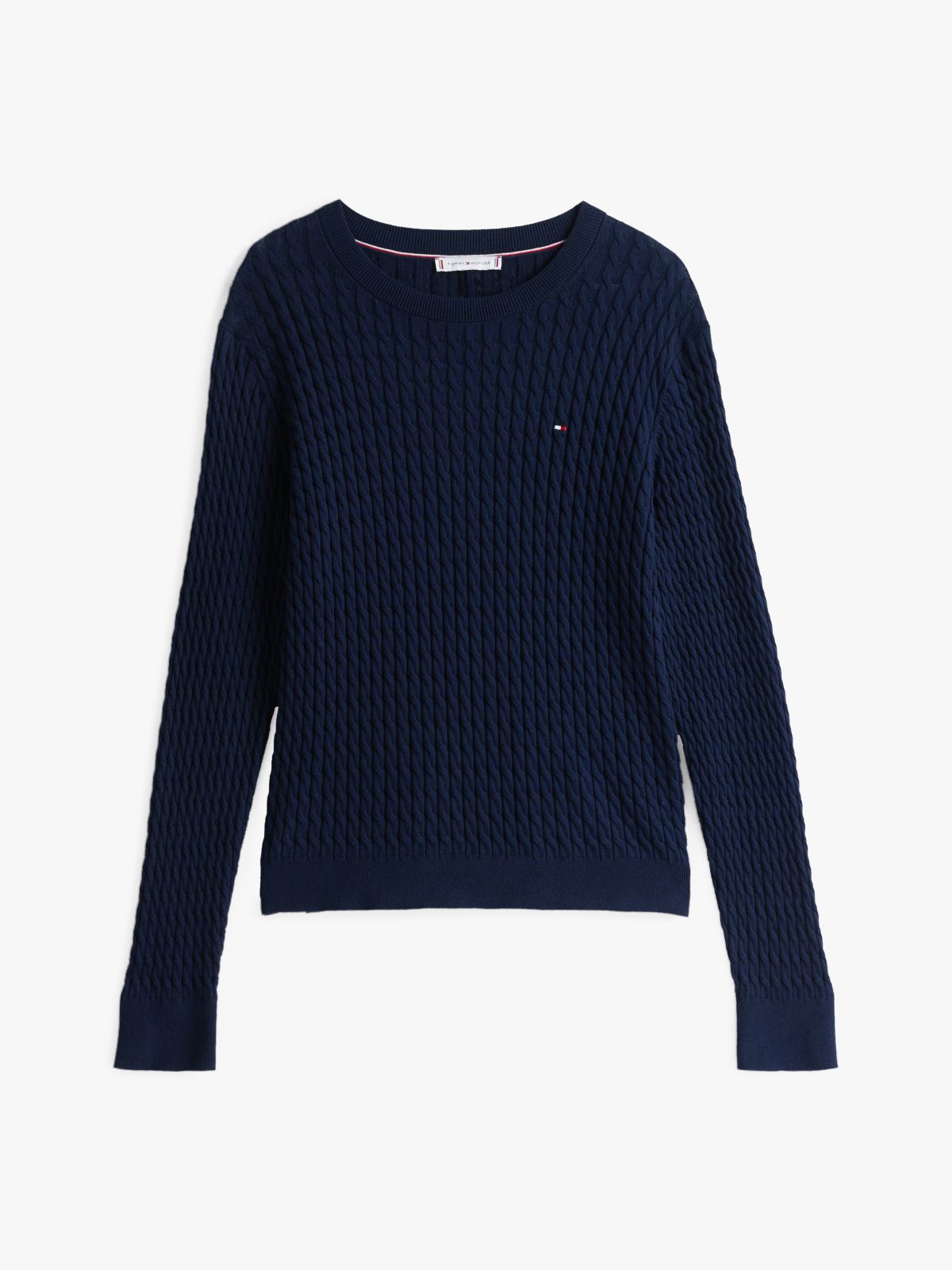 Fine Cable Knit Slim Jumper — Blue