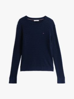 Fine Cable Knit Slim Jumper — Blue 5