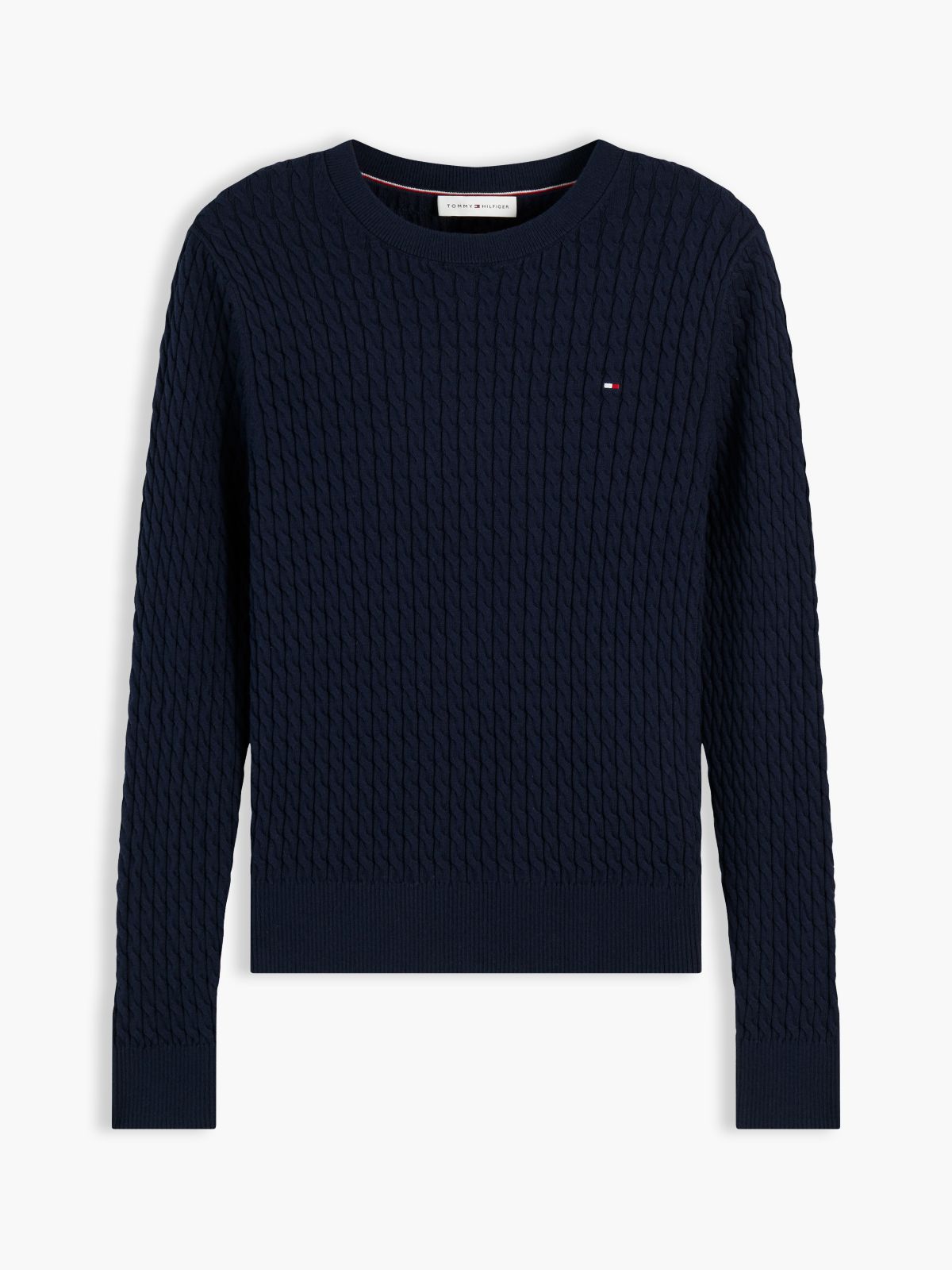 Fine Cable Knit Slim Jumper — Blue