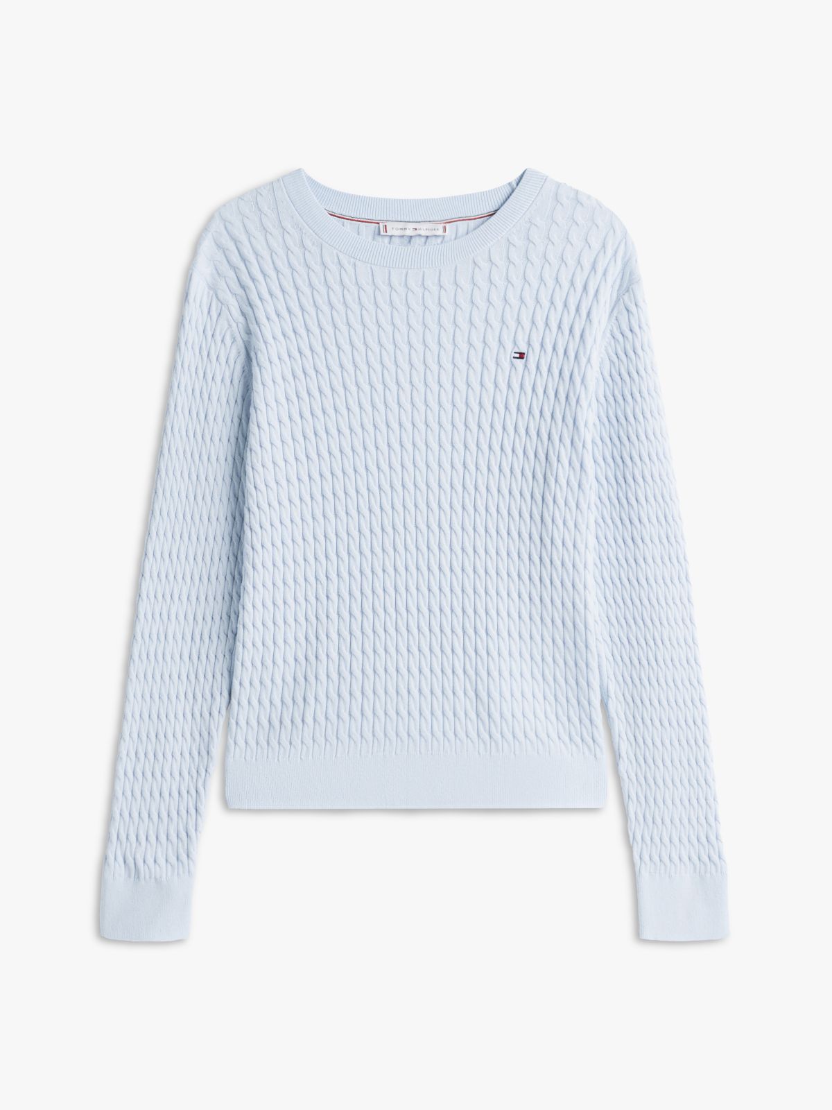 Fine Cable Knit Slim Jumper — Blue
