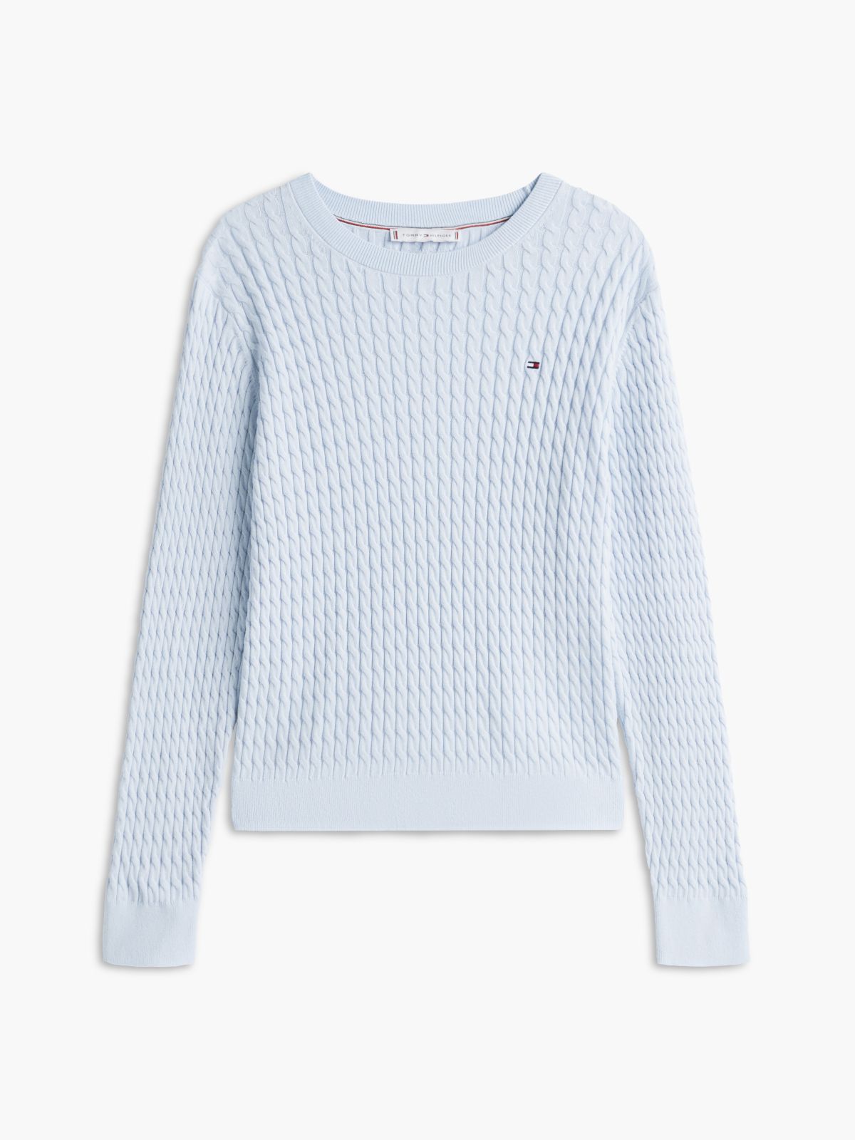 Fine Cable Knit Slim Jumper — Blue