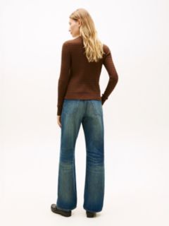 Fine Cable Knit Slim Jumper — Brown 4