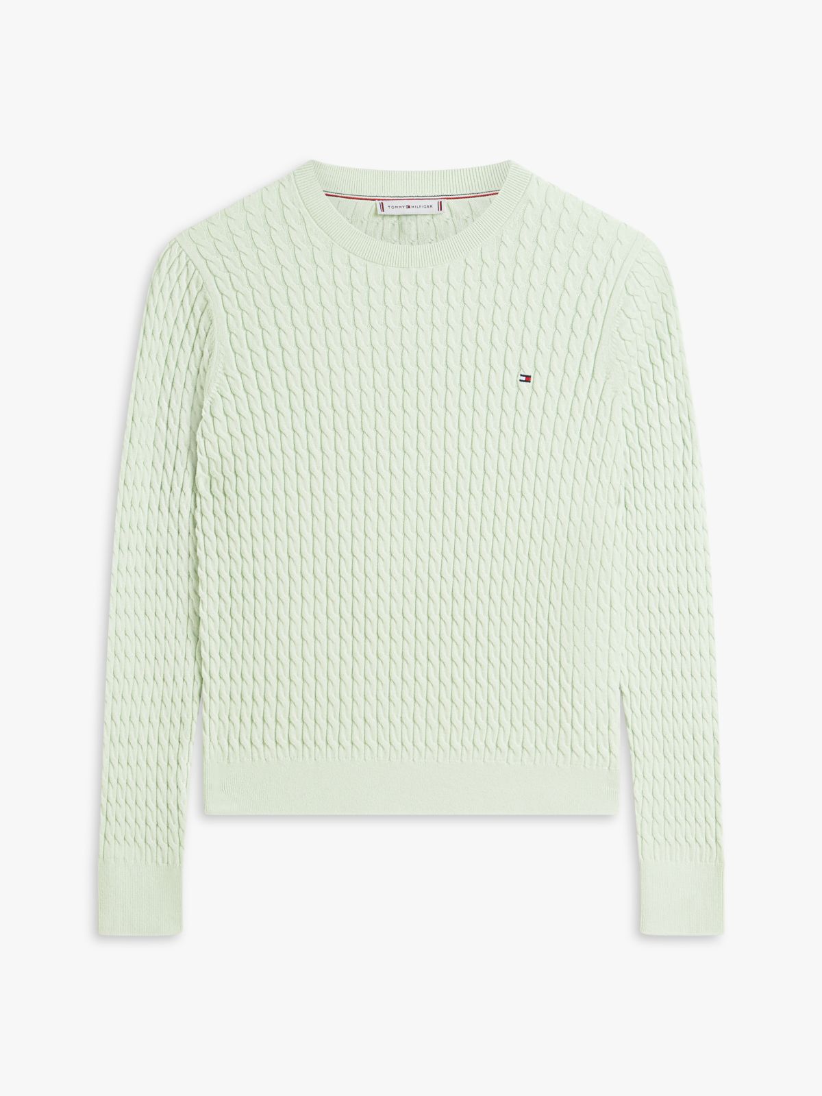 Fine Cable Knit Slim Jumper — Green