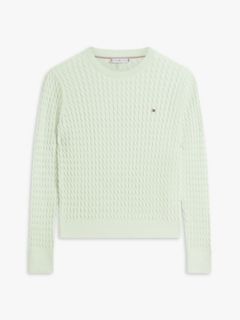 Fine Cable Knit Slim Jumper — Green 5