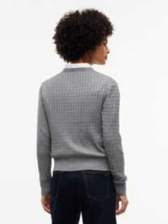 Fine Cable Knit Slim Jumper — Grey 4