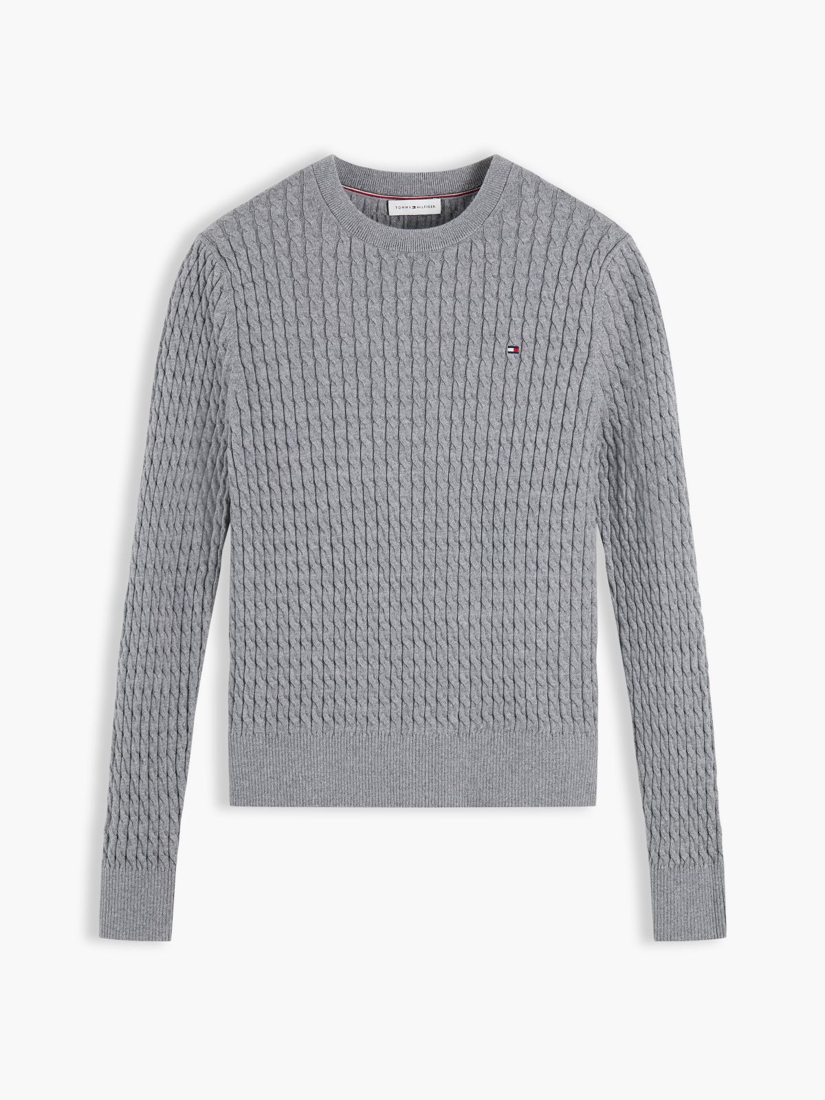 Fine Cable Knit Slim Jumper — Grey