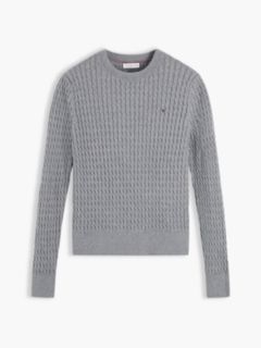 Fine Cable Knit Slim Jumper — Grey 5