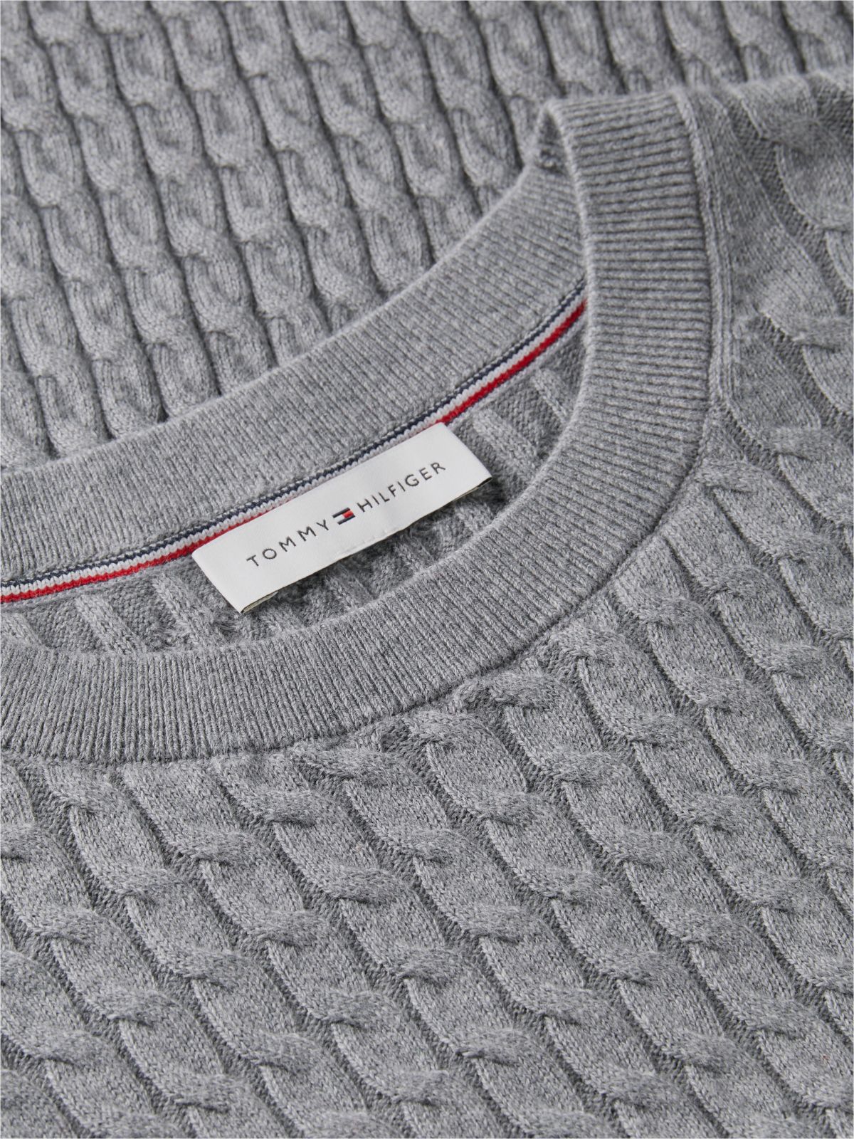 Fine Cable Knit Slim Jumper — Grey