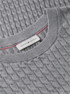 Fine Cable Knit Slim Jumper — Grey 6