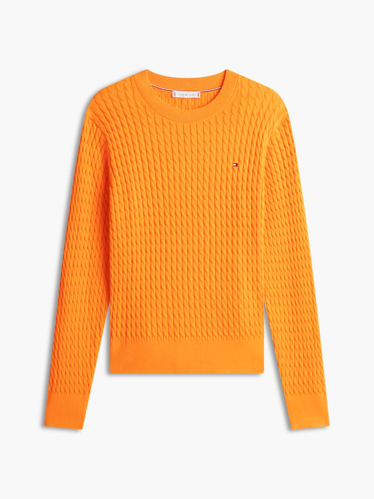 Fine Cable Knit Slim Jumper — Orange