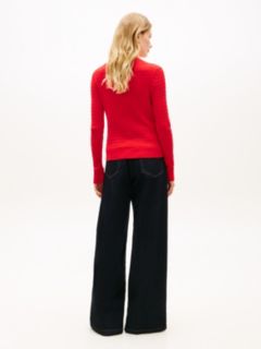 Fine Cable Knit Slim Jumper — Orange 4