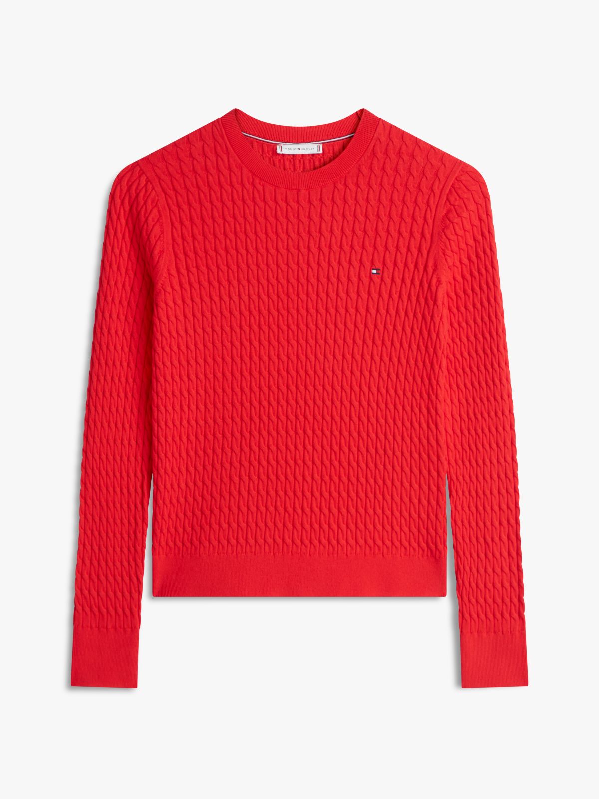 Fine Cable Knit Slim Jumper — Orange
