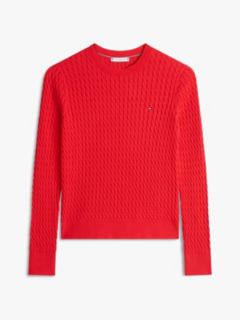 Fine Cable Knit Slim Jumper — Orange 5