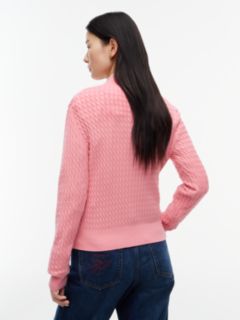 Fine Cable Knit Slim Jumper — Pink 4