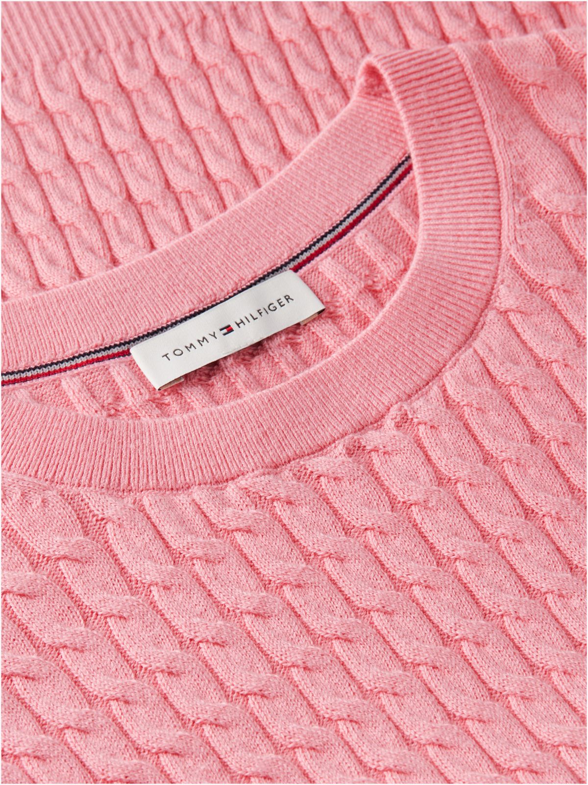 Fine Cable Knit Slim Jumper — Pink