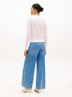 Fine Cable Knit Slim Jumper — Pink 4