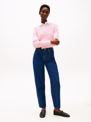jersey de punto trenzado fino rosa de mujeres tommy hilfiger