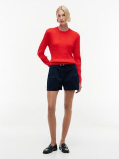 Fine Cable Knit Slim Jumper — Red 2