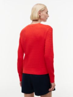Fine Cable Knit Slim Jumper — Red 4