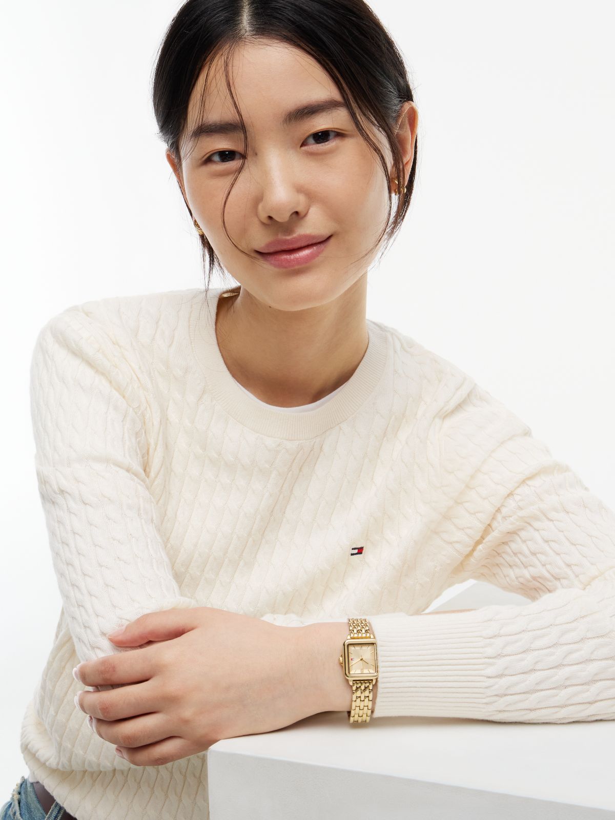 Fine Cable Knit Slim Jumper — Yellow