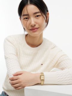 Fine Cable Knit Slim Jumper — Yellow 3