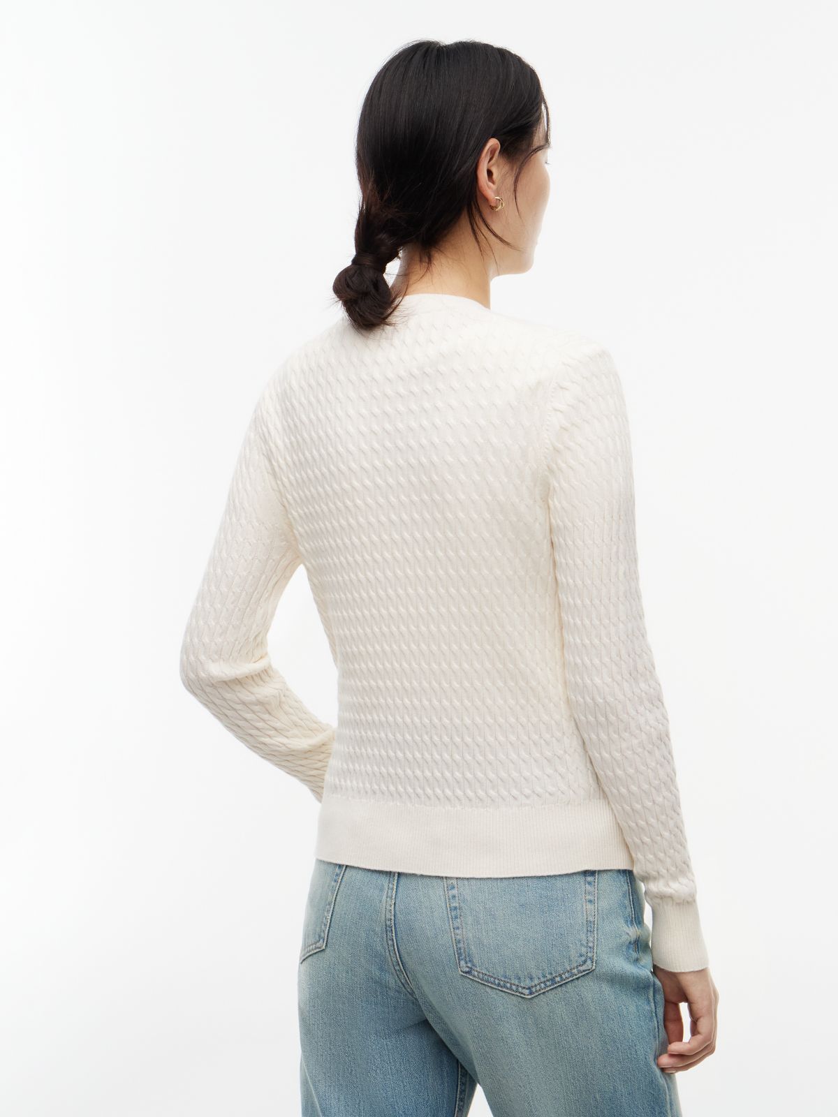 Fine Cable Knit Slim Jumper — Yellow