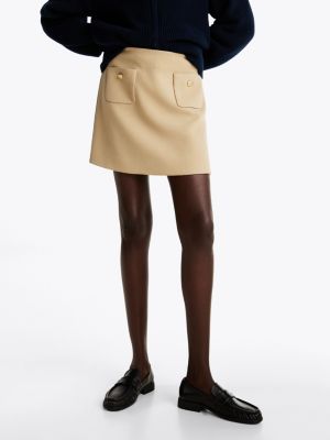 beige button pocket mini skirt for women tommy hilfiger