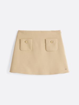 beige button pocket mini skirt for women tommy hilfiger