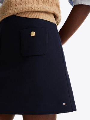 blue button pocket mini skirt for women tommy hilfiger