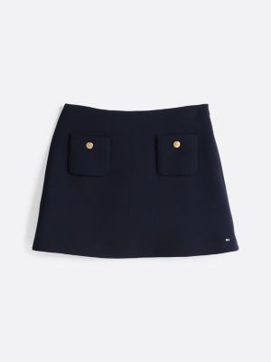 minijupe à poches boutonnées bleu pour femmes tommy hilfiger