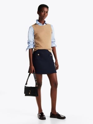 blue button pocket mini skirt for women tommy hilfiger