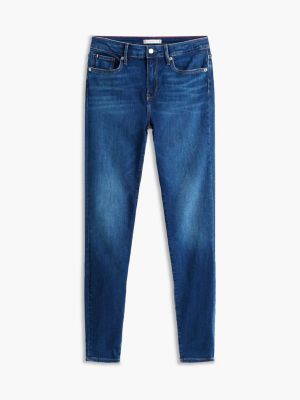 blue como whiskered mid rise skinny jeans for women tommy hilfiger