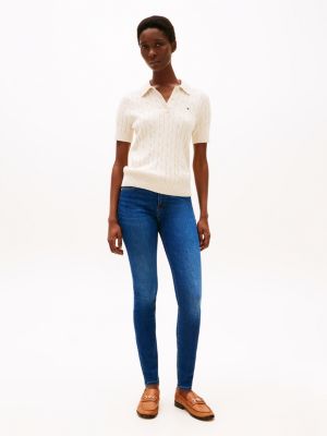 jean skinny como délavé taille mi-haute blue pour femmes tommy hilfiger