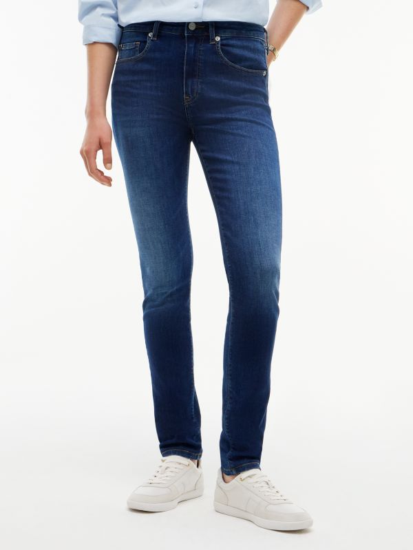 Como Mid Rise Skinny Faded Jeans — Blue