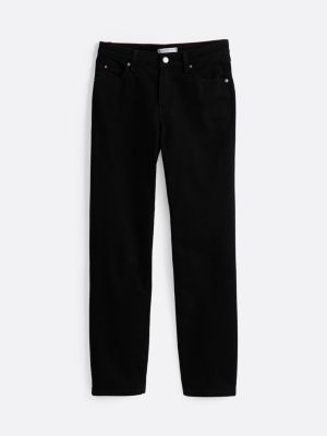 schwarz schwarze straight jeans mit mittelhohem bund für damen - tommy hilfiger