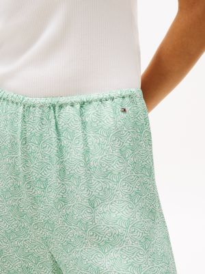 green sateen loose trousers for women tommy hilfiger