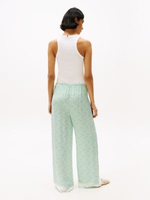green sateen loose trousers for women tommy hilfiger