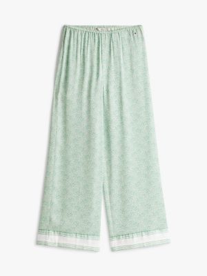 green sateen loose trousers for women tommy hilfiger