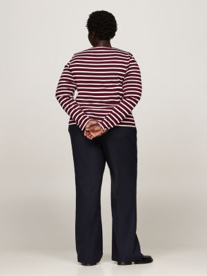 rood curve longsleeve t-shirt met boothals voor dames - tommy hilfiger