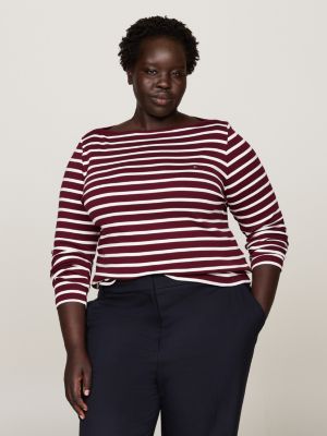 t-shirt curve con scollatura a barca red da donne tommy hilfiger