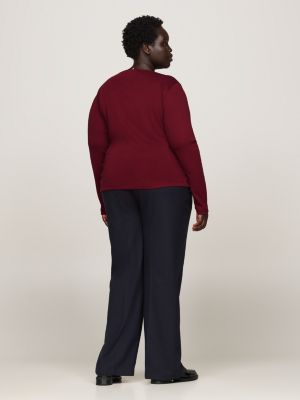 purple curve boat neck long sleeve t-shirt for women tommy hilfiger