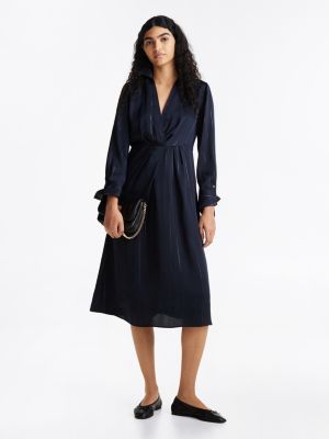 robe midi à rayures métallisées et col blue pour femmes tommy hilfiger