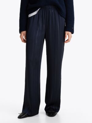 blue relaxed fit metallic stripe trousers for women tommy hilfiger