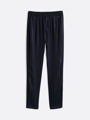 pantalon décontracté à rayures métallisées bleu pour femmes tommy hilfiger