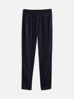 blue relaxed fit metallic stripe trousers for women tommy hilfiger