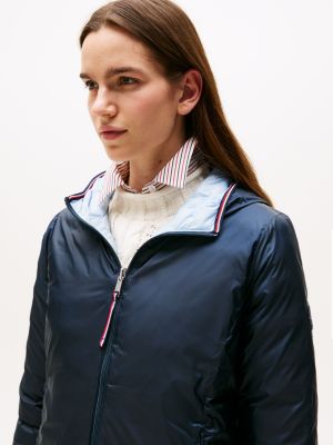 blue reversible lightweight padded jacket for women tommy hilfiger