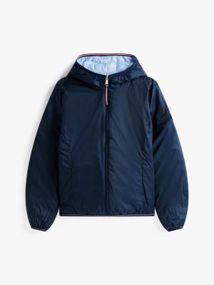 blue reversible lightweight padded jacket for women tommy hilfiger