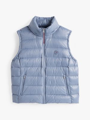 blue curve glossy water repellent down gilet for women tommy hilfiger